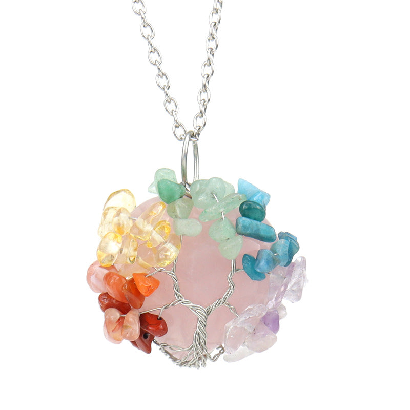 Wholesale Handmade Winding Natural Crushing Thestes Life Tree Love Necklace